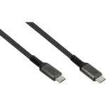 GoodConnections USB-C 2.0 (ST-ST) 3m &uuml;henduskaabel tekstiilist &uuml;mbrisega 240W antratsiit