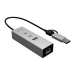 I-TEC USB-C/USB-A Metal Hub 3 - 2x USB-C 3.2 Gen 1, 1x USB-A 3.2 Gen 1, 2.5G LAN, Space Gray