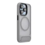 Evelatus Apple iPhone 15 Pro Rubber Coated MagSafe With Stand Case Silver