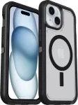 OtterBox Defender Series XT Clear Back Cover with Magnets MagSafe Compatible for Apple iPhone 13 14 15 16e - Dark Side (Clear/Black) 77-98196