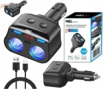 MBG Line HC69PD 3-suunaline sigaretis&uuml;&uuml;taja jagaja 2x USB-C PD 30W ja 2x USB-A QC 3.0, LED-pingeindikaator, 180W