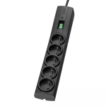 Pikendusjuhe EVER Classic 5 m &mdash; 5 vahelduvvoolu pistikupesa, 230 V, 10 A, liigpingekaitse, must