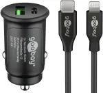 Goobay kahe USB-pordiga auto kiirlaadija komplekt Lightning 27 W - USB-C ja USB-A auto laadija USB-C - Lightning kaabliga 72166
