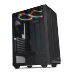 iBOX CETUS 906 Midi Tower arvutikorpus, ATX/micro-ATX, karastatud klaasist k&uuml;lgpaneel, 4 LED-ventilaatorit, 460x210x340 mm, max graafikakaart 29 cm, must