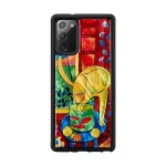 Kaitsev telefonikott iKins Samsung Galaxy Note 20-le punase kassi ja kala disainiga
