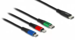 DeLOCK USB-laadimiskaabel 3-in-1 Type-A kuni 2 x Lightning USB USB-C 30 cm