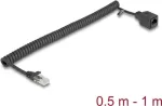 Delock RJ45 spiraalkaabel pistik-pesa, Cat.5e UTP, 0,5 m kuni 1 m, must
