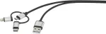 Renkforce USB-kaabel USB 2.0 USB-A-pistik, USB-C&trade;-pistik, USB-Micro-B-pistik, Apple Lightning-pistik 3,00 m tumehall varjestatud (RF-3334578)