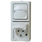 HEINRICH KOPP Kombination Vertikaalne l&uuml;liti/Schuko pesa pealepandav niiskuskindel IP44 Arktis Arctic White (130802000)