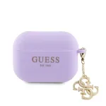 Guess Apple AirPods Pro 2 &uuml;mbris silikoonist Classic Logo Gold koos 4G ripatsiga lilla