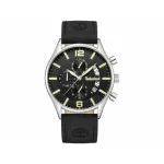 Timberland Men's Quartz Analog Watch TDWGC9001201 43 mm Stainless Steel Case Black Dial Brown Leather Strap