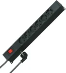 HEINRICH KOPP 19 inch rack-kinnitusega toiteplokk, 12 Schutzkontakt pistikupesa (2x6), 2m kaabel, must 931305010