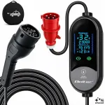 Qoltec mobiilne elektriautode laadija elektri- ja h&uuml;briidautodele, 2-in-1 reguleerimine, Type 2, 7 kW, 230 V, CEE 32 A, LED, 5 m