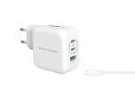 Conceptronic 3-pordiline 67 W GaN USB PD laadija koos USB-C laadimiskaabliga, USB-C x 2, USB-A x 1, QC 3.0, PPS