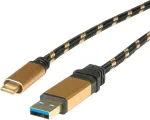Roline Gold - USB-kaabel - USB Type A (M) isas kuni USB-C (M) isas - USB 3.1 - 5 V - 900 mA - 1 m - Must/Kuldne