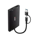 Lindy 43430 videokaabli adapter 0,11 m USB USB-C 2 x HDMI Must