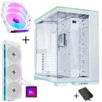 Lian Li O11 Dynamic EVO RGB PC-Enclosure Bundle HydroShift II LCD-S 360TL AiO + 3x UNI FAN SL-INF 120 Reverse Blade Fan - Valge