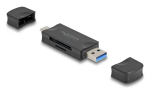 Kaardilugeja DELOCK USB 5 Gbps USB USB-C / Type-A SD ja MicroSD jaoks, must, 5000 Mbit/s, 21&times;77&times;10 mm