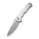CIVIVI Button Lock Praxis Folding Knife, Silver Aluminum Handle, 14C28N Blade