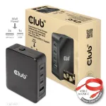 CLUB3D International Travel Charger 140W GaN tehnoloogia, nelja pordiga USB Type-A (1x) ja -C (3x), PPS + Power Delivery (PD) 3.1 tugi