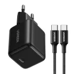 Ugreen X513 30W GaN USB-C laadija 1m USB-C kaabliga - Must