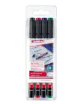 EDDING 142 M OHP Marker Set - Must, Sinine, Roheline, Punane - &Uuml;mmargune ots - Keskmine - 1 mm - Alkoholip&otilde;hine tint - Fooliumile, klaasile, plastikule