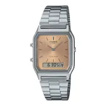 CASIO AQ-230A-4A Unisex Analoog-Digitaalne Kell, 38,8mm, H&otilde;bedane Korpus, Punane Siht, Roostevabast Terasest Rihm