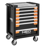 NEO TOOLS 7 sahtliga t&ouml;&ouml;riistakapp PRO 84-220 | 280 kg kandev&otilde;ime, kuullaagritega sahtlid, punane/must
