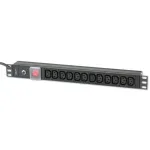 Techly 023776 19-tolline 1U rack PDU, 12x C13, C20 pistik, l&uuml;liti, 2 m, must