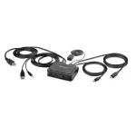StarTech.com 2-pordiline h&uuml;briidne USB-C HDMI kaabliga KVM-l&uuml;liti, 4K 60 Hz, kompaktne KVM integreeritud 1,8 m USB-A/HDMI/heli- ja 1,2 m USB-C-hostkaablitega, siinitoitel - kaugjuhtimisnupp/kiirklahviga &uuml;mberl&uuml;litamine