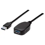 Manhattan USB-A USB-A pikenduskaabel, 5 m, isane emasele, aktiivne, 5 Gbps (USB 3.2 Gen1 ehk USB 3.0), sisseehitatud repiiter, SuperSpeed USB, must, kolmeaastane garantii, samav&auml;&auml;rne tootega USB2AAEXT5M.