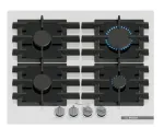 Sisseehitatud gaasipliit Bosch PPP6A2I40, 4 tsooni, malmist restid, must, 590&times;520&times;54 mm, p&ouml;&ouml;rdnupu juhtimine