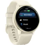 Garmin v&iacute;voactive 6 nutikell 42 mm, 1,2" AMOLED 390 x 390, puuteekraan, GPS, Wi-Fi, 8 GB, Lunar Gold alumiiniumkorpus, Bone silikoonrihm