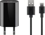 Laadijakomplekt Goobay USB-C 5W koos kaabliga 1m Must