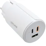 InLine USB PD toiteplokk, GaN-laadija, 3 pordiga, kaks USB-C + USB-A, 65W, valge