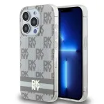 DKNY DKHMP13XHCPTSE K&otilde;va &uuml;mbris Apple iPhone 13 Pro Max 6,7 tolli, beež, ruuduline monomuster ja tr&uuml;kitud triibud, MagSafe &uuml;hilduv
