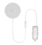 Baseus juhtmevaba auto laadija MagSafe 15W hoidikuga &otilde;hutusavile + USB Type C 25W valge