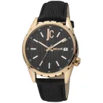 JUST CAVALLI MAN JC1G217L0035 kvartskell analoog 42mm must sihverplaat roostevabast terasest korpus mustast nahast rihm