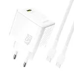 Dudao A28C 45W GaN seinadapter USB-C kaabliga - Valge