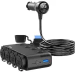 MBG Line HS75AD Autosigaretis&uuml;&uuml;taja jagaja 2 pesa ja 3 USB-porti, 75 cm kaabel, must