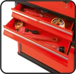 T&ouml;&ouml;riistakast YATO YT-09107 metallist 495x252x180 mm, must/punane, 6 kg, 2 sahtlit, lukustatav