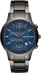 Armani meeste AR11215 kronograaf roostevabast terasest k&auml;ekell 43mm must sihverplaat