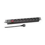 EFB Elektronik 19 inch 1U Rackmount PDU, 8 Prantsuse pistikupesa, CEE 7/7 pistik, 16A, must