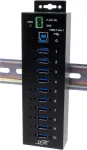USB-jaotur Exsys EX-1580SHMVS 10-pordiline hallatav koos USB-kaabli ja DIN-liistu kinnituskomplektiga