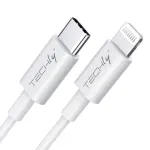 Techly laadimis- ja s&uuml;nkroonimiskaabel USB-C Lightningule 1 m valge