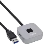 USB-s&otilde;rmej&auml;ljelugeja jaoturiga InLine 41360K, Windows Hello'ga &uuml;hilduv, 1,5 m kaabel, h&otilde;bedane