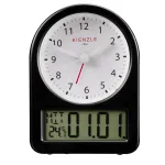 KIENZLE Retro Alarm Clock (14985) - Black Metal Case, White Dial, Luminous Hands