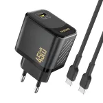 Dudao A28C 45W GaN seinadapter USB-C kaabliga - must