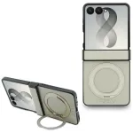 Guess Magnetic Ring Stand Grained Classic Logo MagSafe &uuml;mbris Samsung Galaxy Z Flip 8 jaoks, beež