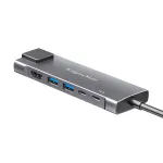USB-C jaotur mitme pordiga adapter, HDMI 4K, 2x USB 3.0, USB-C andmeport, 100W PD, Gigabit Ethernet, kosmosehall